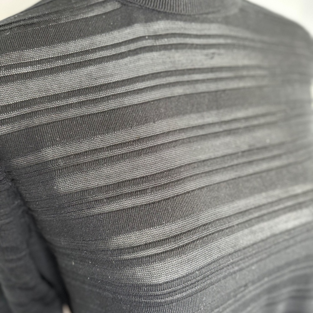 Worth NY Black Silk blend turtleneck. Horizontal stripes. Size L. NEW! - Picture 2 of 8
